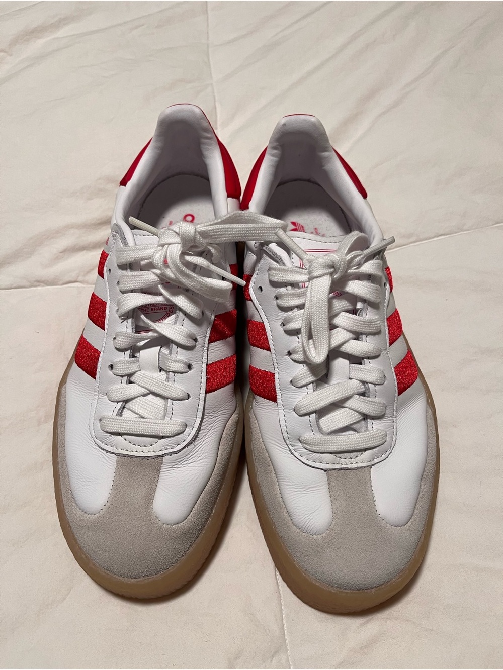 Adidas White and Red Samba Sneakers